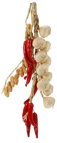 Alipis KüNstliche GemüSe Dekoration, 3 StüCk HäNgende Deko Knoblauch, Chili Und ErdnüSse, Lebensechte Simulierte GemüSeornamente FüR KüChe, Garten Und InnenräUme