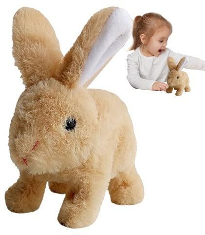 Bunny réaliste en peluche, lapin en peluche interactive - Figures de jouets interactifs en peluche en peluche - Pâques de Pâques en peluche et réaliste animal électronique pour les , sautant, tremblem