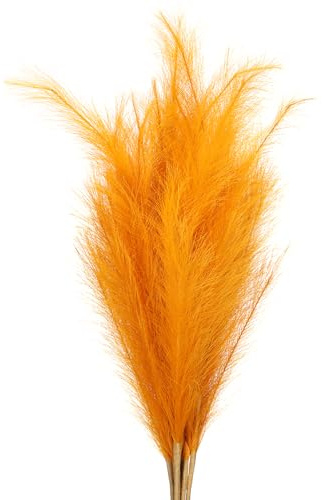 PATIKIL Decoración de Pampa de 37.8 Pulgadas Paja Falsa Larga Naranja | 7 Tallos Grandes de Pampa Artificial a Granel, y Esponjosa Seca, para Decoración Boho del Hogar, Jarrón