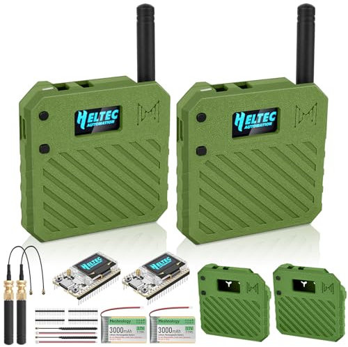 2Pcs ESP32 LoRa V3 Development Board + 3.7V 3000mAh Battery + Custom Case Set - with 863-928MHz Meshtastic Antenna and SMA Surport WiFi Bluetooth LoRa V3 Devices for AR duino LoRawan IOT N33 Green