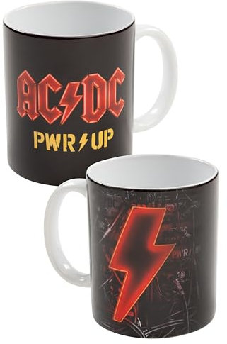 United Labels AC/DC Mug - PWR/UP AC DC Coffee Mug Ceramic Coffee Mug Black 320 ml