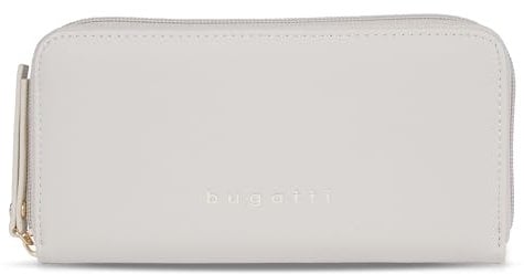 Bugatti Ella Geldbörse für Damen groß, Portemonnaie lang in Saffiano-Art aus Kunstleder in beige