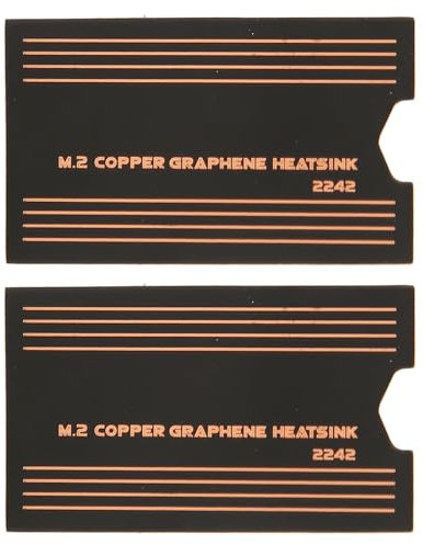 Glomora 2Pcs 2242 SSD Thermal Pad,0.15mm Brass Graphene Fast Conduction M.2 2242 SSD Heatsink for Laptop Gaming