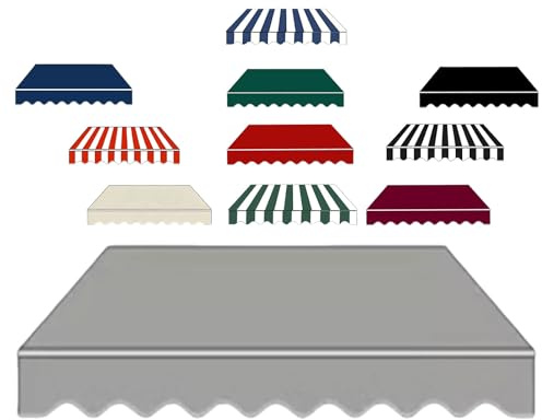 200cm 300cm 400cm 500cm 600cm Markisenbespannung Canvas Wasserdicht Markisenstoff Wechseln Außen Markisen Ersatzstoff für Garten Terrasse Geschäft(Gray,700x200cm)