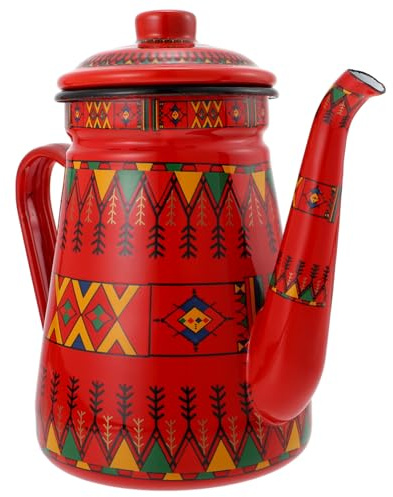 WEKADRIN Bollitore Per Latte Da Cucina Smaltato 1,2l Rosso Beccuccio Sottile, Compatibile Con Fornelli a Induzione, Elettrici e a Gas, Per Uso Domestico e Riscaldare Acqua