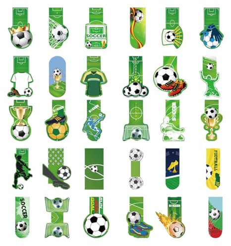 HAPZUR Segnalibri Calcio 30 Pezzi in Carta, Robusti e Colorati, Ideali Gadget Compleanno, Regalini Fine Festa per Bambini, Ragazzi e Fan del Calcio.