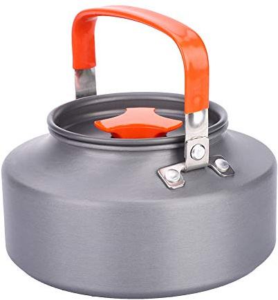 Karlak Théière en Aluminium de Haute qualité de 1,1 L, Bouilloire éLégante et Fonctionnelle pour la Cuisine et L'extérieur (poignée orange)