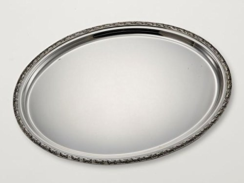 SWEET HOME Varotto & Co. Vassoio Ovale Stile Floreale Argentato Argento Sheffield Ottone Lucido Made in Italy cod.5037442 cm 42x32