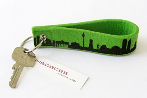 44spaces Schlüsselanhänger Berlin Filz grün mit Skyline Design - handgefertigt viele Farben - Geschenk für Frauen Männer Geburtstag Umzug