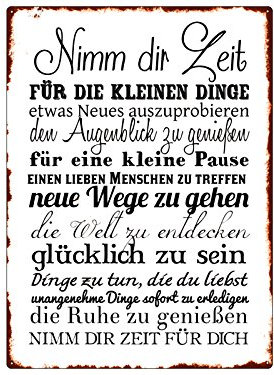 Interluxe Metallschild Nimm Dir Zeit 220x300mm Blechschild im Vintage Shabby Look, Schild für die beste Freundin den besten Freund und als Motivation, Hausordnung oder Familienregeln