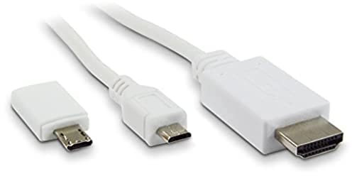 Metronic 470280 - Cable MHL USB Micro B Macho/HDMI y Adaptador para teléfonos y Tablets Samsung, Color Blanco