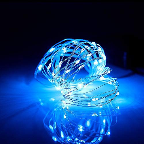 Timewanderer Led String Starry Fairy Light AA Battery Operated Decorative Bright Micro Ultra 5m/16.4Ft 50 Thin LED Lights on Silver Wire for Christmas DIY Decoration (Blue)