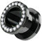 Piercingfaktor Flesh Tunnel Schraub Plug Ohr Piercing Edelstahl Titan mit Schraubverschluss Zirkonia Kristallen Steinen 3 mm Schwarz