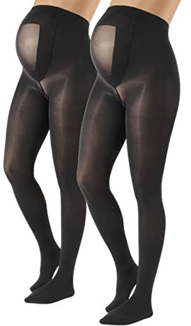 CALZITALY 2 Paar Blickdichte Umstandsstrumpfhose | Elastische Geformte Schwangerschaftsstrumpfhosen Komfort Übergangszeit Mode | Schwarz, Blau | S, M, L, XL | 40 DEN | Made in Italy (M, Schwarze)