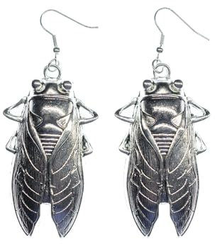 Miniblings Zikaden Ohrringe Küchenschabe Grille Insekten 60mm Schabe Kakerlake - Handmade Modeschmuck I Ohrhänger Ohrschmuck versilbert