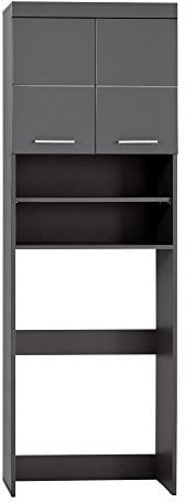 trendteam smart living - Amanda - Waschmaschinenüberbau - Agave Grau Hochglanz - 2 offene Fächer + 3 Einlegeböden - (BxHxT) 63 x 187 x 24 cm - Kratzfest