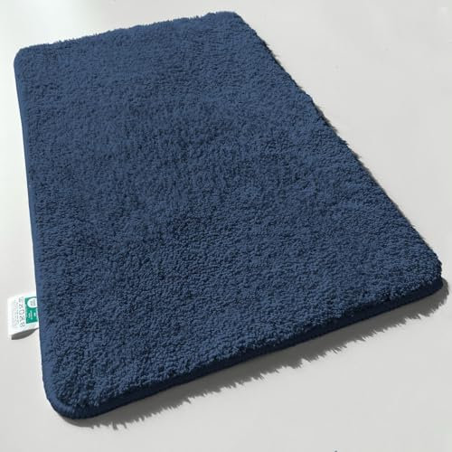 casa pura Badematte blau weicher, Flauschiger Badezimmerteppich in Shaggy Optik, Badvorleger rutschfest waschbar - Duschvorleger, Teppich Fußmatte für Badezimmer, Dusche 60x100 cm, Sky Soft