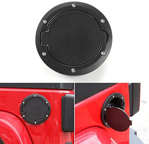 Beside_Auto Schwarze Gas-Tankdeckelabdeckung (GC01) Aluminiumlegierung, passend für Jeep Wrangler JK & Unlimited Sport X Sahara Rubicon, Korrosionsschutz-Finish