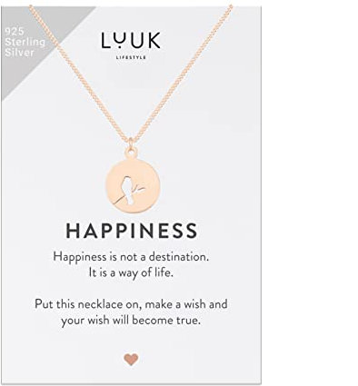 LUUK LIFESTYLE Halskette für Sie, 925er Sterlingsilber, trendiges Schmuckaccessoire für Frauen, Geschenk zum Valentinstag, Geburtstag, mit Amsel |Spatz Anhänger, Freundin und Verlobte, Rosé