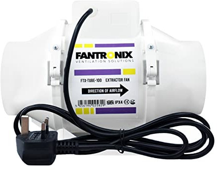 Fantronix 4 inch (100 mm) dia Universal Quiet Operation Inline Bathroom Fan Intake Hydroponic Shower Duct Ventilation Fan for hydroponics Room Diffuser