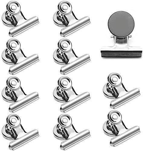 KINDPMA 12 Stück Magnetclips Metall Magnete mit Klammer 50mm Briefklemmer Groß Magnetklammer Silber Stark Magnetische Clips für Kühlschrank Magnet Pinnwand Tafel