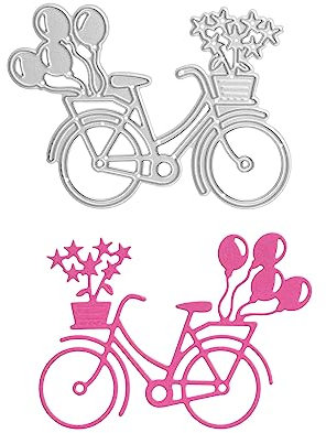 Stanzenshop Stanzschablone Fahrrad mit Blumen, Stanzformen, Schablonen, Scrapbooking, Kartenherstellung, DIY, Prägeschablonen, Papierkarten, Cutting Dies