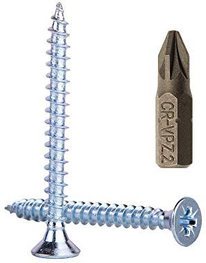 Paquete de 1000 tornillos para madera de acero chapado en zinc de 4 x 40 mm, tornillos de cabeza Pozi-Drive, sujetadores, avellanados, tornillos para aglomerado (1000)