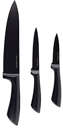 Set 3 cuchillos chuletero acero inoxidable negro Scalpers Home