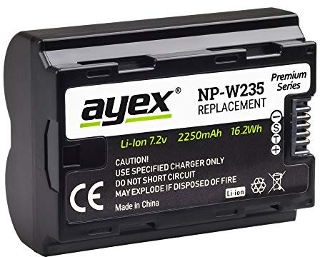 ayex NP-W235 Batterie haute qualité pour Fujifilm XT-4 Batterie puissante pour une plus longue durée de vie avec puce d'information 2250 mAh