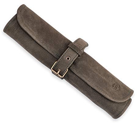Angus Stoke Messertasche Leder für Köche - Echt-Leder Kochmesserrolle – Messer Tasche verschliessbar - Kochmesser Tasche Harvey (Olive-Grün)