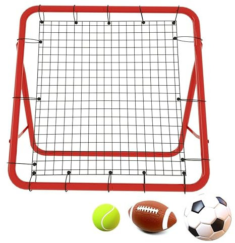 Aufun Fußball Rebounder Kickback Rückprallwand Netz, tragbar Solo Rebound Kick Trainer, für Übungen, Fußballschuss, Techniktraining(100 x 100 x 65 cm, Rot)