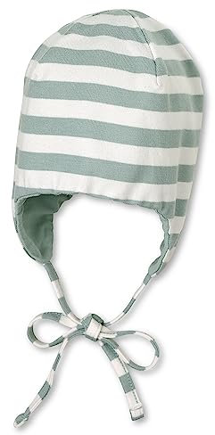 Sterntaler Baby Jungen GOTS Mütze - Kappe aus Jersey mit Streifen und Bindeband - Grün, 41