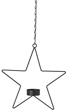 Deko-Stern mit Teelichteinsatz - zum Hängen - schwarz - Metall - 2