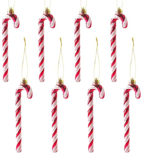 14CM Glitzer Weihnachtsbaum Deko Rot Zuckerstangen Anhänger 8 Stück Weihnachtsbaumschmuck Zuckerstange Weihnachten Deko Christbaumschmuck Baumschmuck Weihnachten