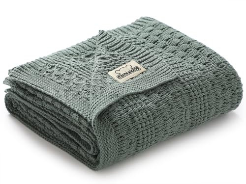 mimixiong 100% Baumwolle Babydecke Cellular Swaddle Empfangsdecke für Neugeborene Jungen Mädchen (Dunkelgrün)