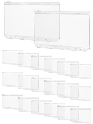 QWORK® 20 Stück A6 Binder Taschen, 6 Löcher Wasserdicht Durchsichtige Binder Taschen Umschläge für A6 Notebook Binder Planer