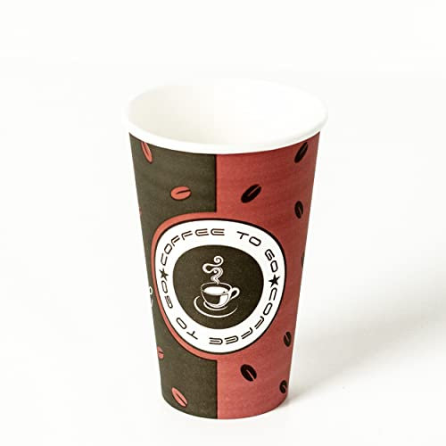Commerline 50 Stück 16oz Ø90mm 480ml Kaffeebecher to go Einweg | Pappbecher Cups Coffee to Go Becher | Kaffee to+go Papierbecher Hartpapier Einwegbecher | Becher für Kafee/Tee