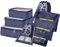 BillyBath Set di organizer per valigie, 8 in 1, organizer da viaggio, per vestiti, scarpe, cosmetici, colore blu scuro