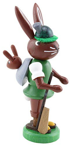 Thomas Preißler | Osterhasenfigur Osterhäsin Osterhase | Höhe 10 cm | erzgebirgische Volkskunst | Osterfigur Osterdeko aus Holz | als Jäger