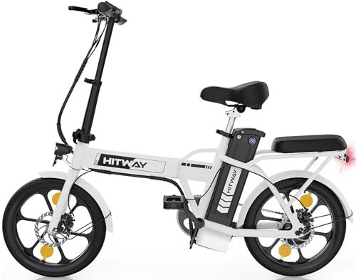 HITWAY vélo électrique Pliable 16 Ville E-Bike Adulte, Moteur 250W, Batterie 36V10.4Ah, 25km/h, Pédalage Assisté,Autonomie 35-70km, Femme Homme