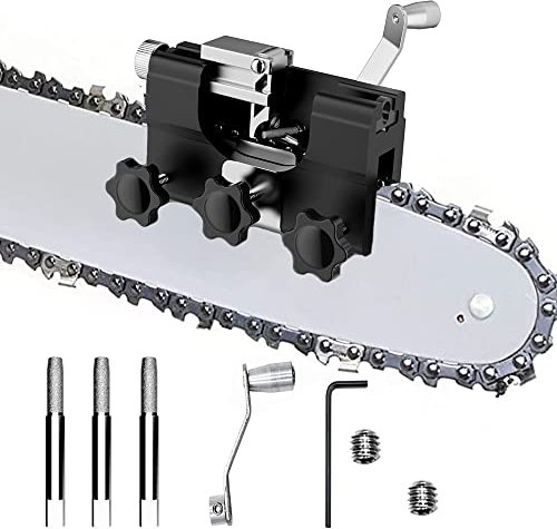 Kettensäge Schärfgerät,KettensäGenschäRfer Kit, Tragbar Handkurbeln Sägekettenschärfgerät, Sägeketten Schärfgerät Zubehör für alle Arten von Elektrische Kettensägen(Schwarz)