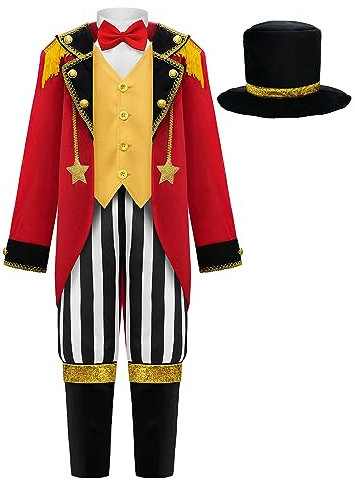 ReliBeauty Zirkus Zirkusdirektor Kostüm Kinder Karneval mit Hut，110