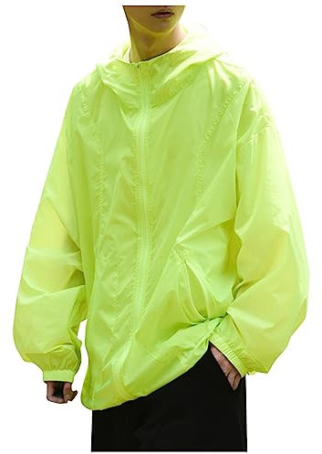 Generisch Wasserdichter Beutel, Herren Funktionsjacke Mit Kapuze Leichte Outdoorjacke Für Wandern Trekking Jacken Outdoor Softshelljacken Fleecefutter Regenjacke Im Beutel (5XL, Fluorescent Green)