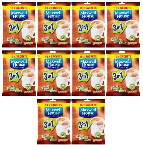3 in 1 Instant White Coffee Sticks (10 Pack) with Free FabFinds Mug