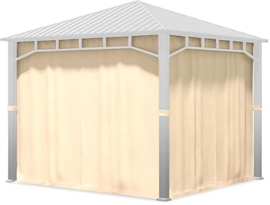 TOOLPORT 4 Seitenteile für Gartenpavillon Sunset Superior 3x3 m - Polyester ca. 180 g/m² - mit Reißverschluss - Champagner