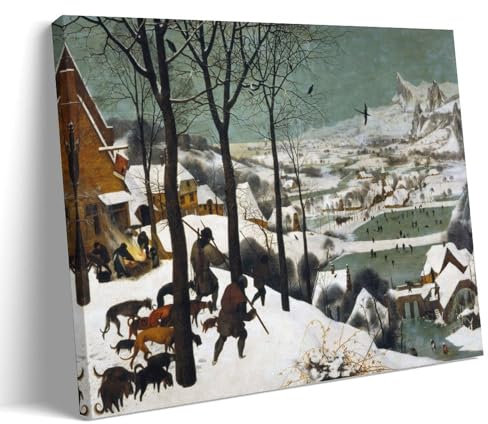 GAJUST Poster Jäger im Schnee, gemalt von Pieter Bruegel, dem Älteren im Jahr 1565, Leinwanddruck, Kunstposter, Rahmen, 40 x 60 cm