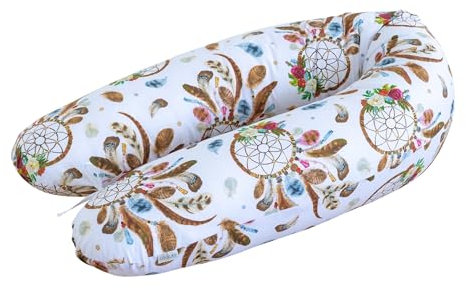 LOOLAY Schwangerschaftskissen - Stillkissen 170 cm - Seitenschläferkissen 100% Baumwolle - mit Abnehmbarem Bezug - Schwanger Kissen für Schlafen (Boho)