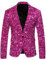 Pailletten Jacket Herren Glitzer Outfit Anzugjacke Sportlich Party Glitzer Anzug Pailletten Anzug Slim Fit Performance Kostüm Glitzer Blazer Smoking Jacket Hot Pink 3XL