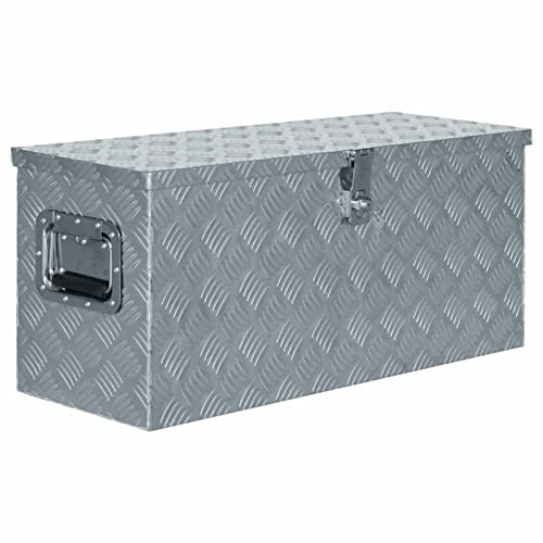 IKAYAA Alu Transportbox Aluminiumbox Stauboxen Abschliessbare Box Abschließbare Kiste Aufbewahrungsbox Alubox Silber Werkzeugkiste 80 x 30 x 35 cm Transportkiste