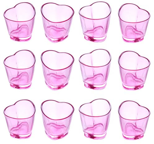 Jaepsing Heart Shaped 1.5oz Shot Glasses, Set of 12, Dishwasher Safe, Ideal for Parties and Gifts